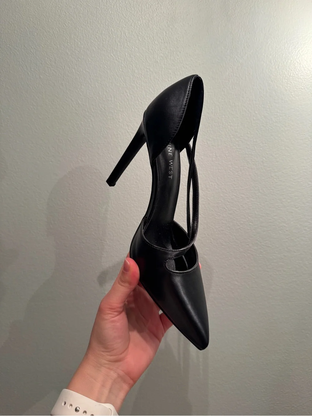 Nine West Black Pointed-Toe Strappy Stiletto Heels